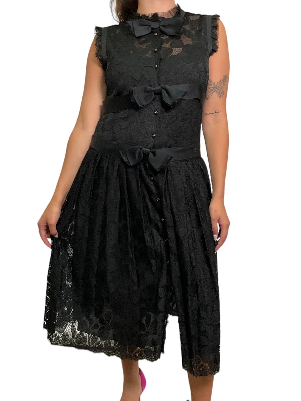 CHANEL 05A Sleeveless Lace Short Dress Size M