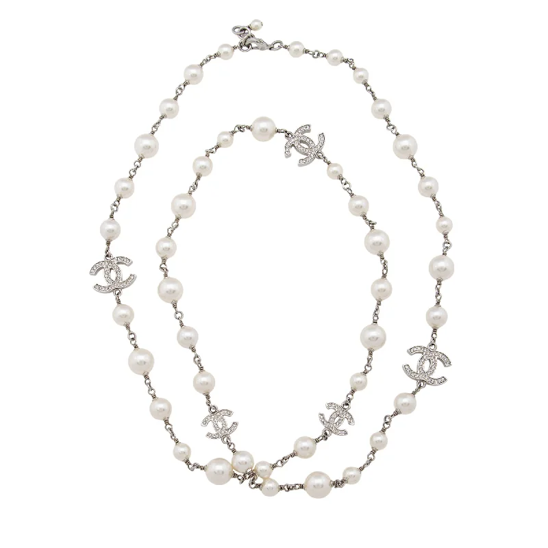 Chanel Crystal Pearl CC Long Necklace (SHF-oKOF4P)