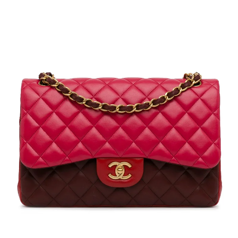 Chanel Jumbo Classic Tricolor Lambskin Double Flap (SHG-2yyCBu)