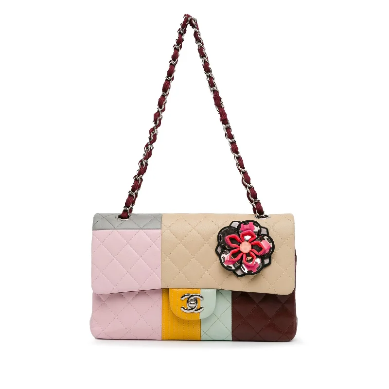 Chanel Medium Classic Color Block Lambskin Flower Double Flap (SHG-4vq8ym)