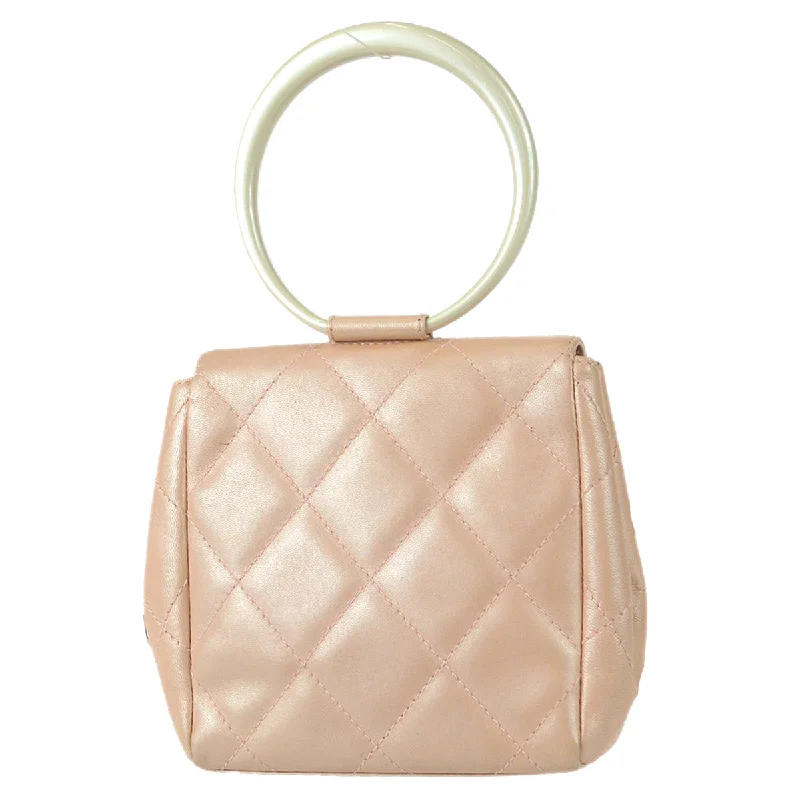 Chanel 2000-2001 Acrylic Handle Handbag Pink Lambskin