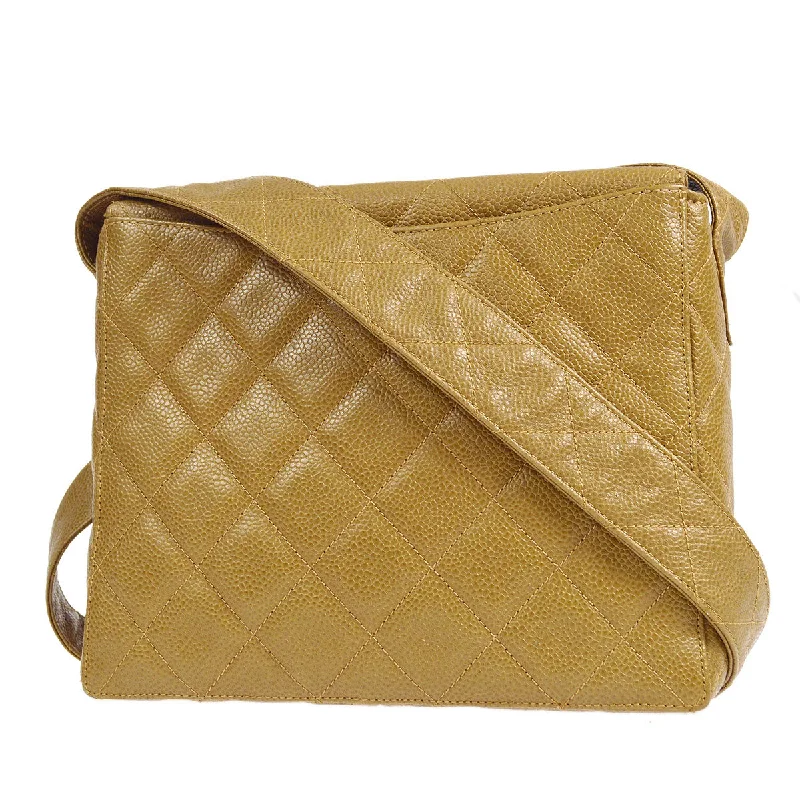 CHANEL * 1996-1997 Flap Box Vanity Shoulder Bag Small Beige Caviar
