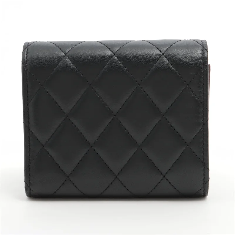 Chanel Black Lambskin Compact Wallet - Series 22