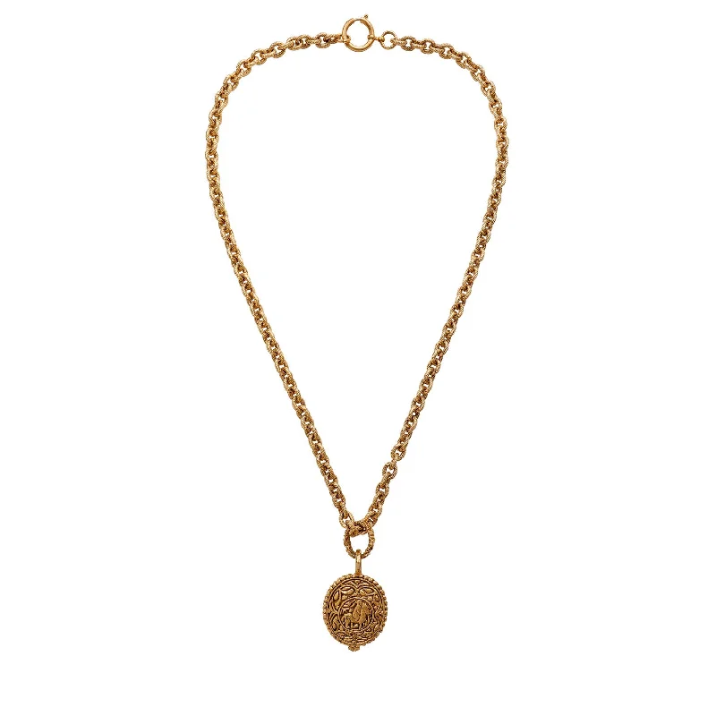 Chanel 24kt Gold Vintage Horse Medallion Necklace