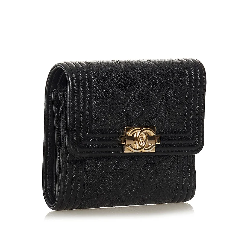 Chanel Boy Tri-Fold Leather Small Wallet (35310)