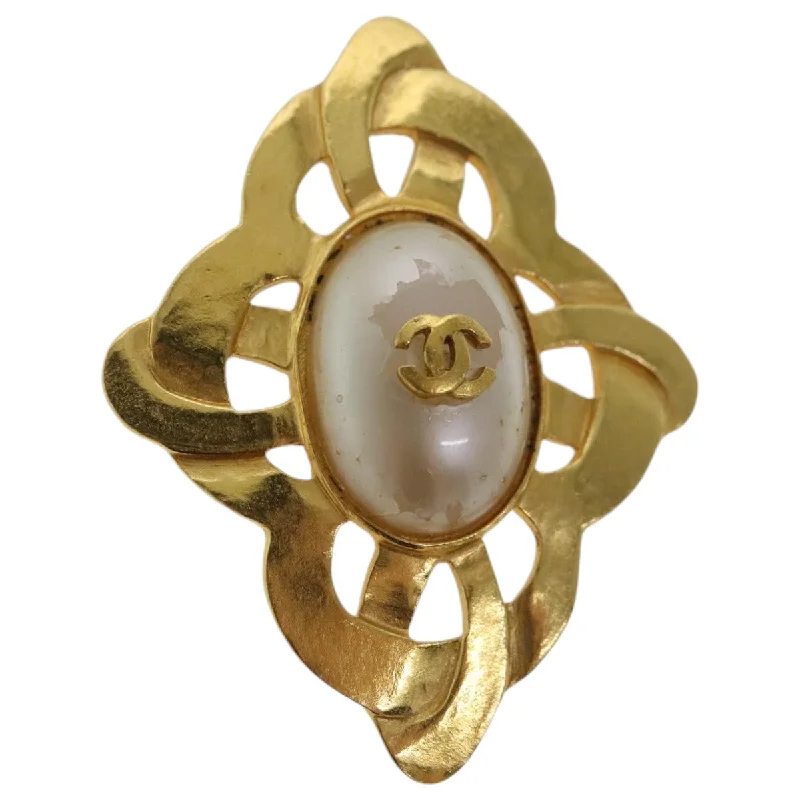 CHANEL Brooch metal Gold Tone CC  bs19066