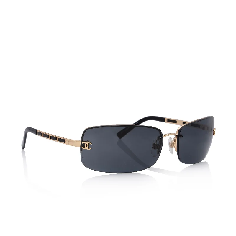 Chanel Calfskin Chains CC Rimless Rectangular Sunglasses (TqQBvV)