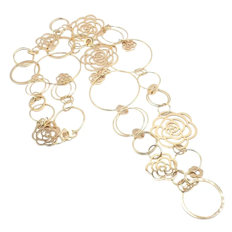 Chanel Camélia Camellia 18k Yellow Gold Flower Large Version Link Necklace Cert.