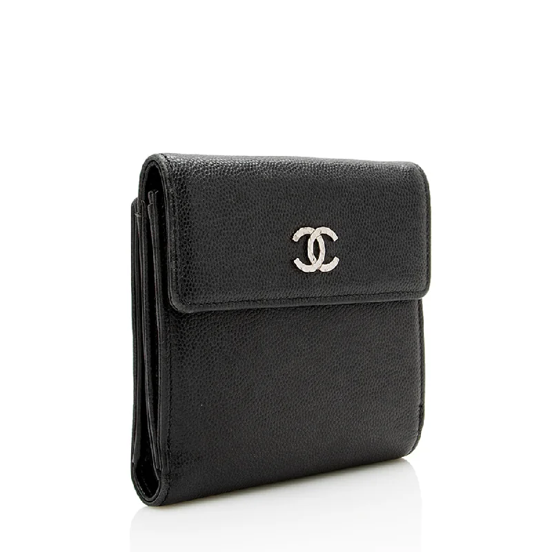 Chanel Caviar Leather CC Bifold Wallet (13833)