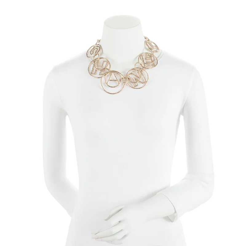 Chanel CC Cuba Logo Hoop Link Necklace (CCQwxh)
