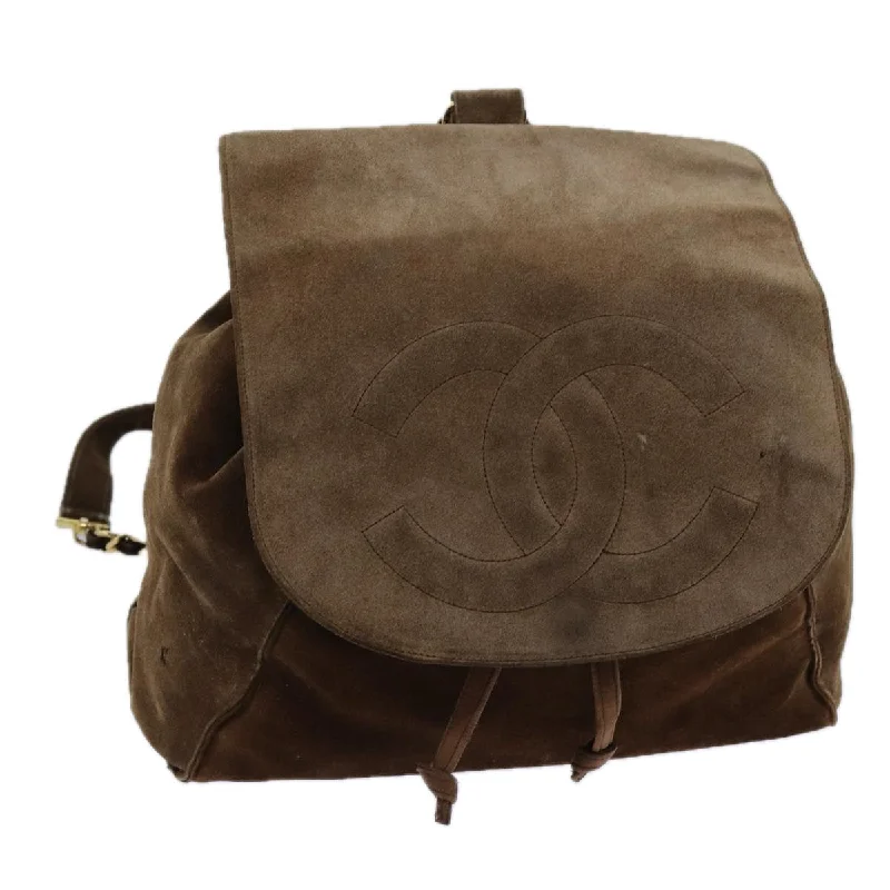 CHANEL COCO Mark Backpack Suede Brown CC  bs13597