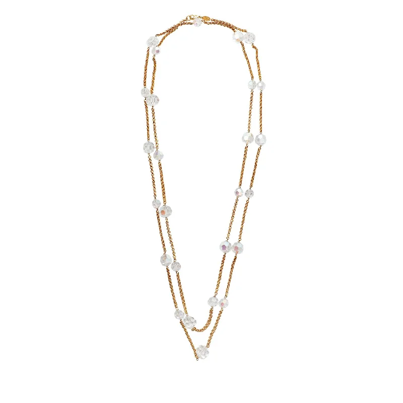 Chanel Costume Crystal Satoire Gold Necklace