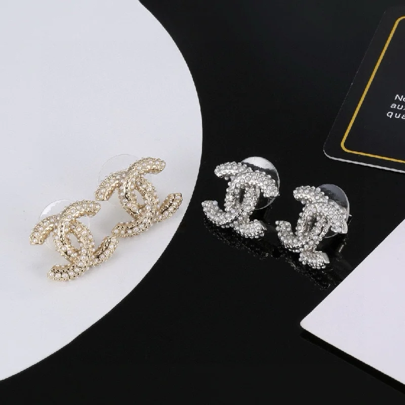 CHANEL S925 Silver Needle EARRINGS