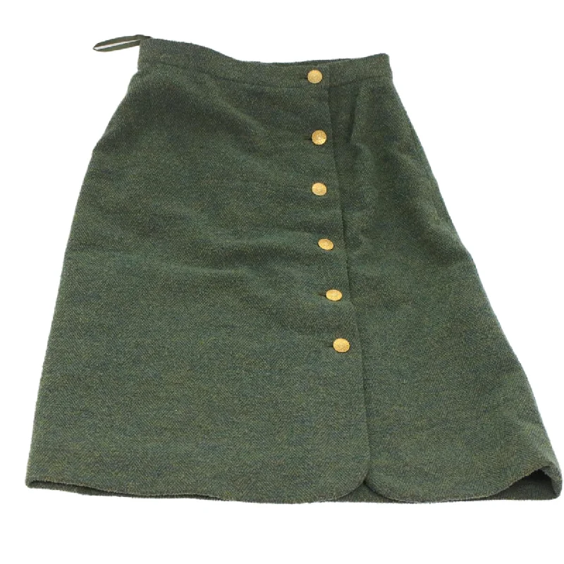 CHANEL Skirt Wool Green CC  am4825