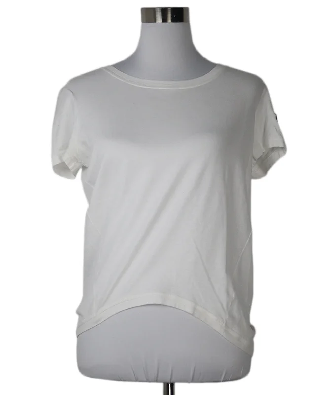 Chanel White Cotton Beaded Patch T-Shirt sz 6