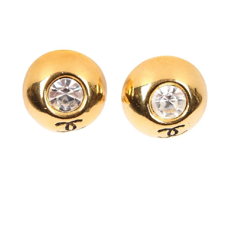 Chanel Rhinestone Clip Gold Earrings (Authentic Pre-owned)
