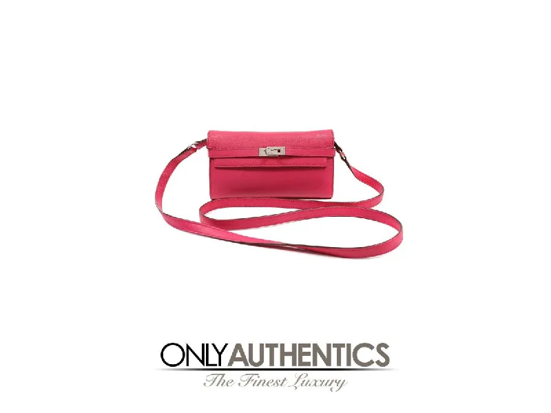 Hermès Rose Shocking Chevre Kelly Wallet To Go