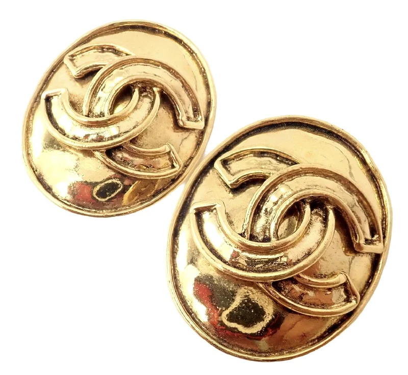Rare! Vintage Chanel Paris France Logo Earrings 1994 Spring Collection