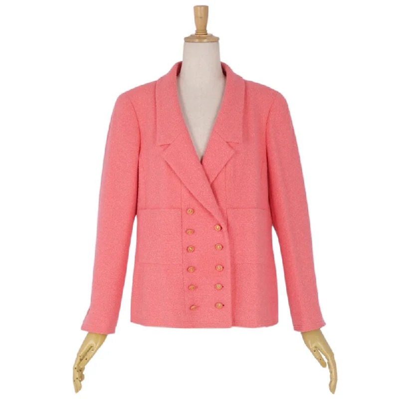 Vint Chanel Jacket 96C Double Brest Wool Tweed Coco Button French Made 42 (L Equivalent) Pink -Two-Two-Two-Two-Two-Two-Two-Two-Two Vint Chanel Jacket 96C Double Brest Wool Tweed Coco Button French Made 42 (L Equivalent) Pink -Two-Two-Two-Two-Two-Two-Two-Two-Two