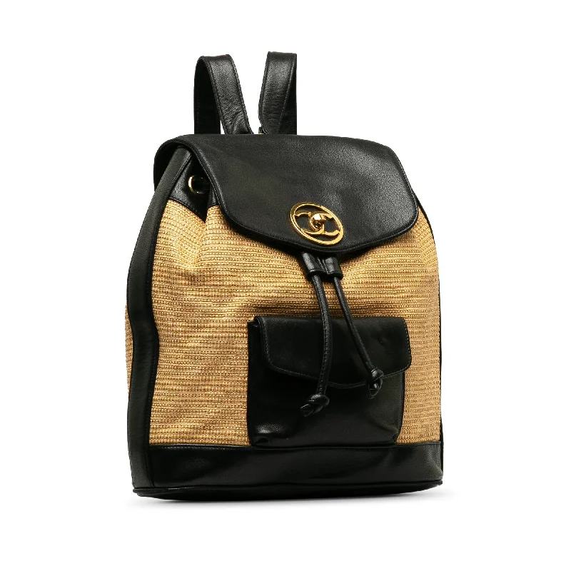 CHANEL CC Raffia and Leather Duma Backpack