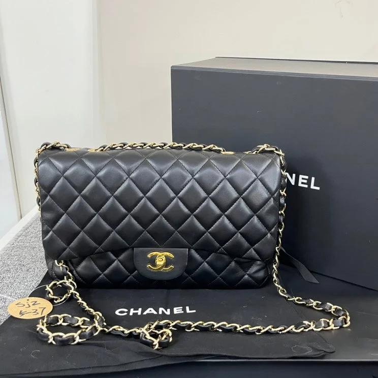 Chanel CF Jumbo Single Flap Lambskin Leather Serial No.12 with Dustbag&Box