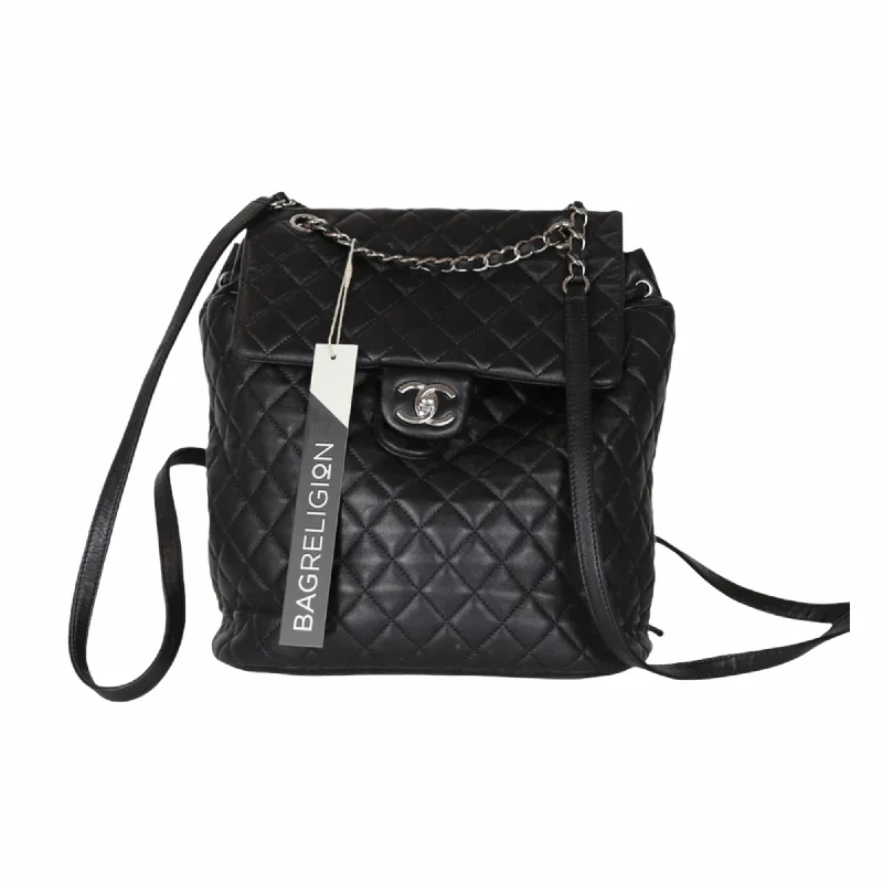 Black Quilted Urban Spirit Lambskin Large Backpack SHW