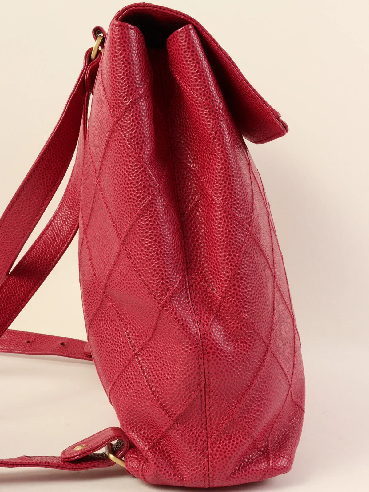 CHANEL Around 2000 Made Caviar Skin Bicolore Stitch Turn-Lock Backpack Fuchsia Pink
