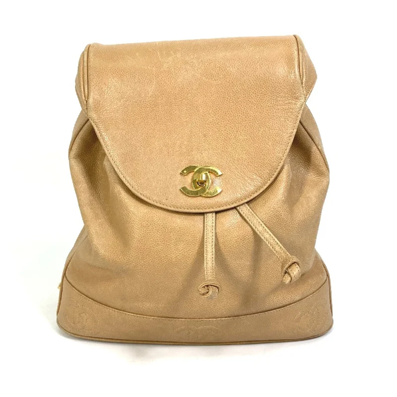 Chanel backpack bag with pouch bag turnlock vintage Backpack Beige
