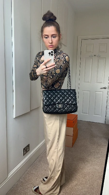 Chanel Jumbo Single Flap in Black Caviar Silver Hardware