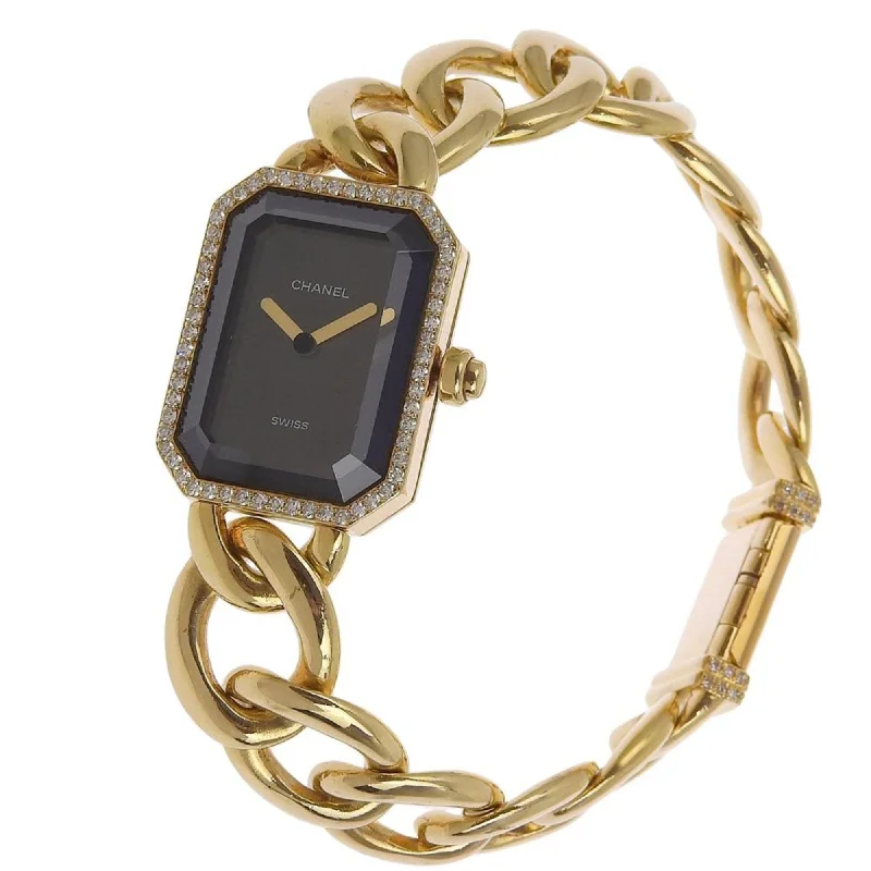 CHANEL Premiere XL Watch Diamond Bezel H0113 K18 Yellow Gold x Quartz Analog Display Ladies Black Dial CHANEL Premiere XL Watch Diamond Bezel H0113 K18 Yellow Gold x Quartz Analog Display Ladies Black Dial