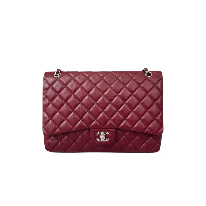Single Flap Maxi Caviar Maroon SHW