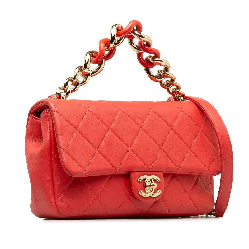 CHANEL Small Lambskin Elegant Chain Single Flap Satchel