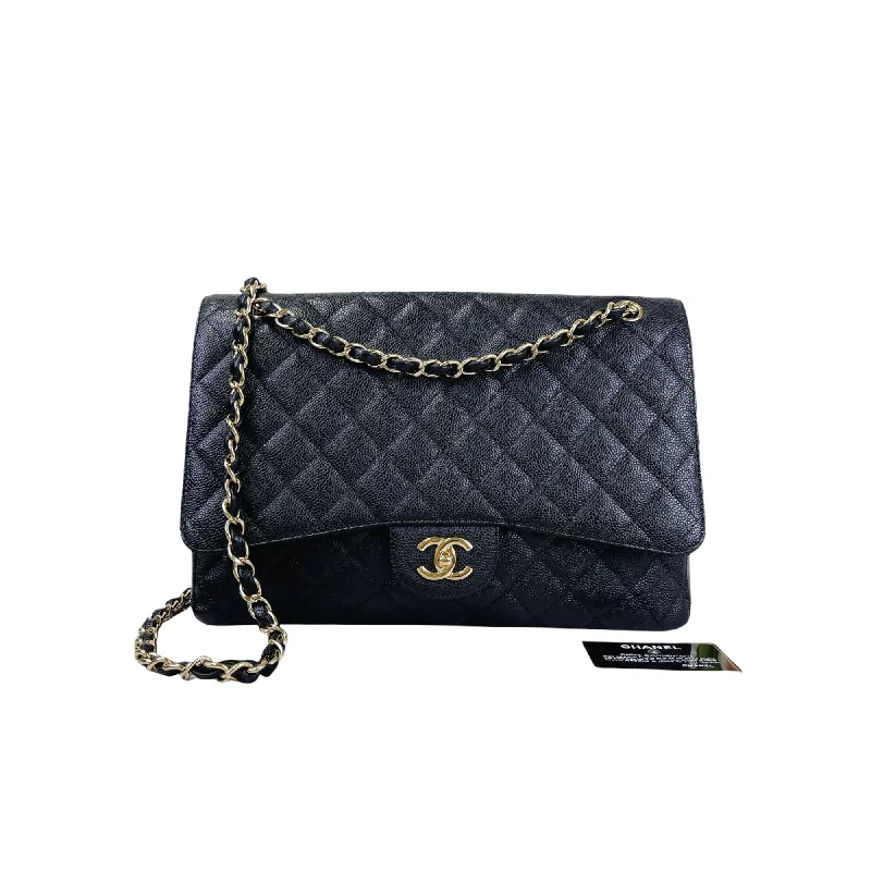 Classic Single Flap Maxi Caviar Black GHW