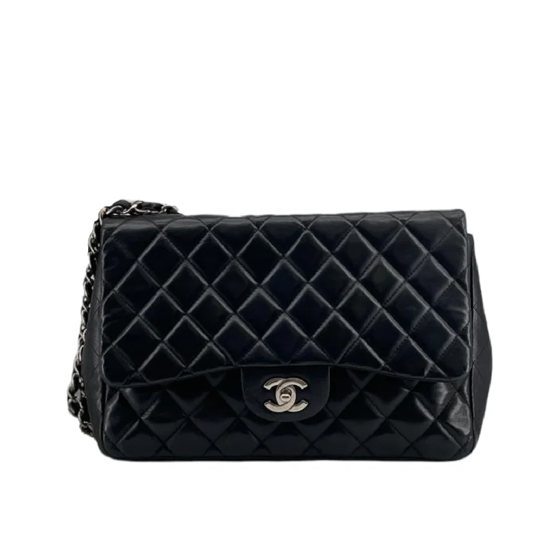 Jumbo Classic Single Flap Lambskin Black SHW